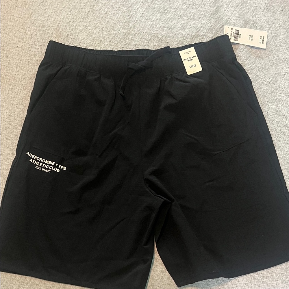 Abercrombie & Fitch Black Kids Athletic Drawstring Shorts
